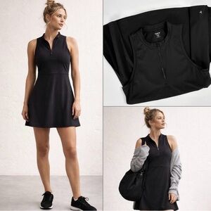 Old Navy Active Zip Dress XL Black Quarter Zip Sporty Tennis Golf Athleisure $40